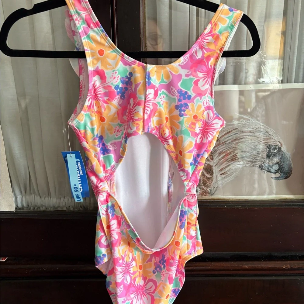 Catalina Girls Floral Ruffle One-Piece Swimsuit - Pink, Yellow, Green, Blue